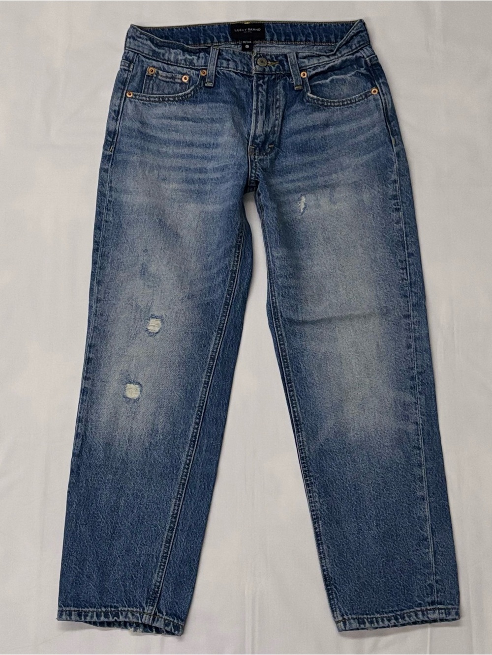 Lucky Brand Boy Mid Rise Relaxed Straight Leg Size 00 / 24 Ankle Medium Wash 90s